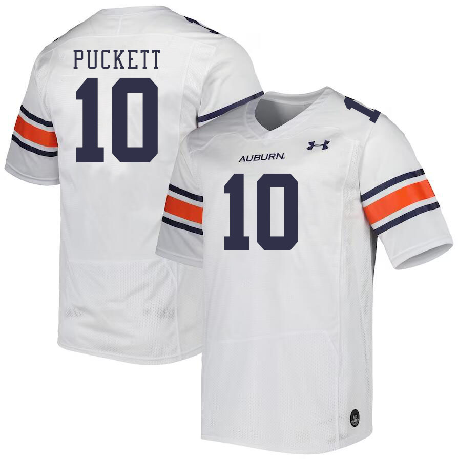 Men #10 Zion Puckett Auburn Tigers College Football Jerseys Stitched-White